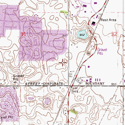 Topographic Map of Winds Park, MN