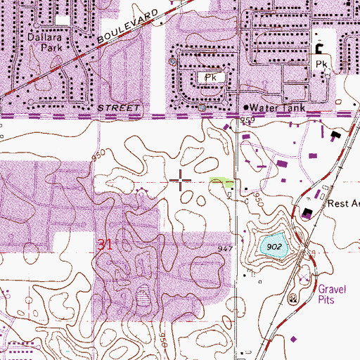Topographic Map of Claret Park, MN