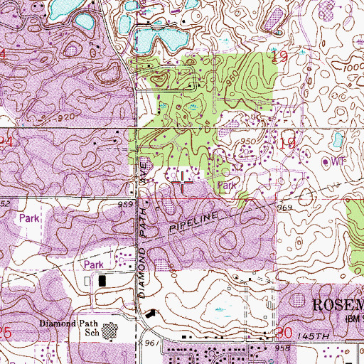 Topographic Map of Lions Park, MN
