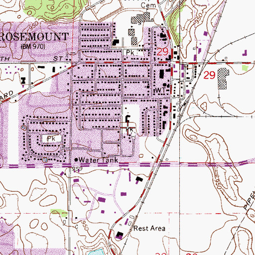 Topographic Map of Camfield Park, MN