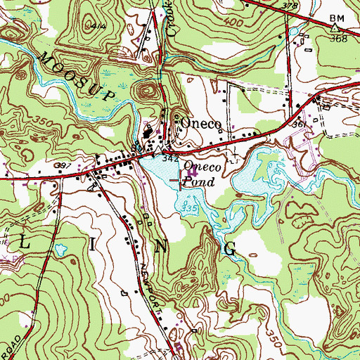 Topographic Map of Oneco Pond, CT