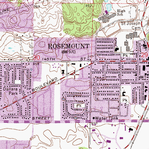 Topographic Map of Kidder Park, MN