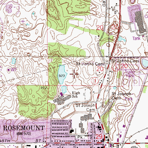 Topographic Map of Schwarz Pond Park, MN