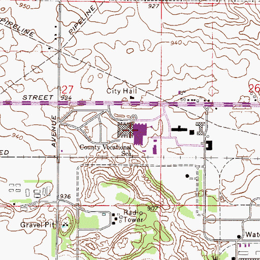 Topographic Map of Dakota County Technical College, MN