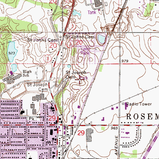 Topographic Map of Erickson Park, MN