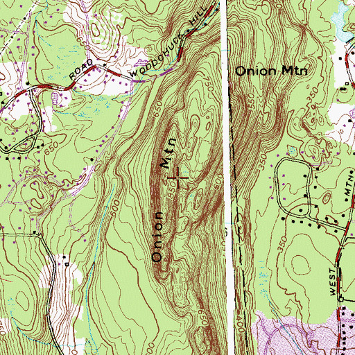 Topographic Map of Onion Mountain, CT
