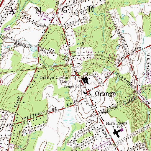 Topographic Map of Orange Center Cemetery, CT