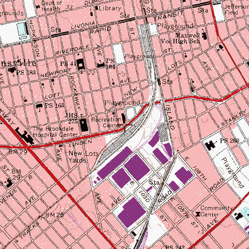 Topographic Map of Brownsville Boys Club, NY