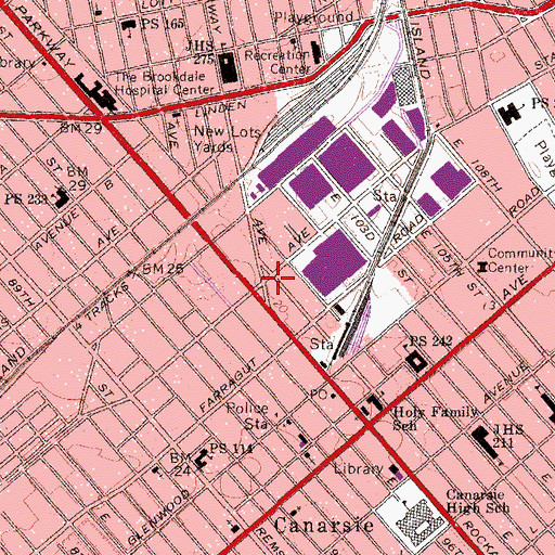 Topographic Map of New York Police Department 69th Precinct Station, NY