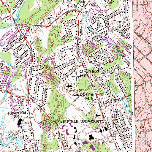 Topographic Map of Orchard Hill, CT