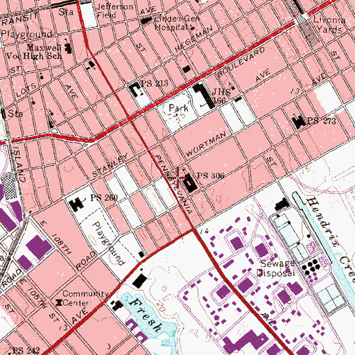 Topographic Map of Penn Theatre, NY