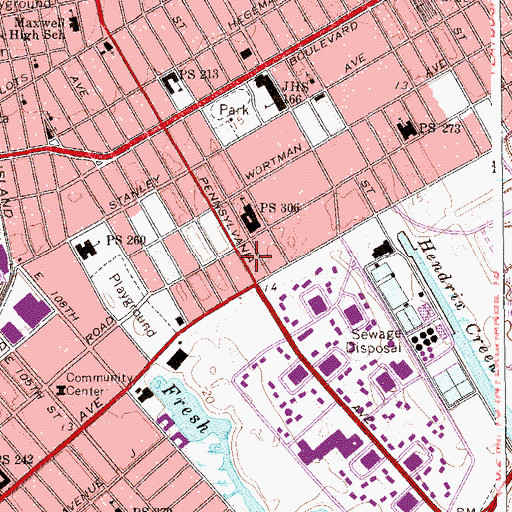 Topographic Map of Penn Mall Shopping Center, NY