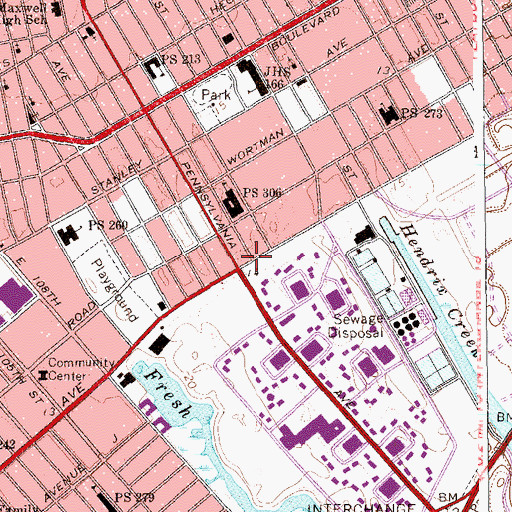 Topographic Map of Spring Creek Branch Brooklyn Public Library, NY