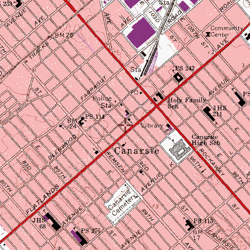 Topographic Map of Canarsie Community Reformed Church, NY