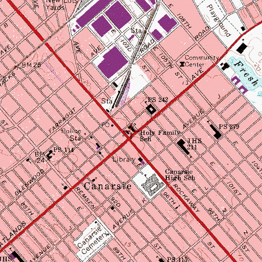 Topographic Map of Holy Family Roman Catholic Church, NY