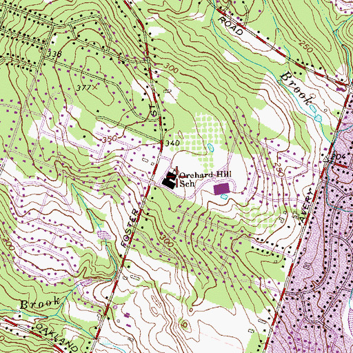 Topographic Map of Orchard Hill School, CT