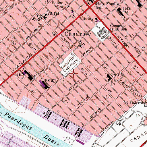 Topographic Map of Remsen Heights Jewish Center, NY