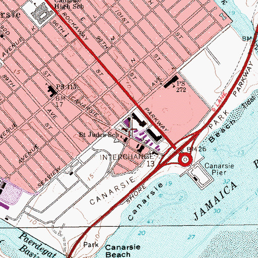 Topographic Map of Saint Jude's Roman Catholic Church, NY