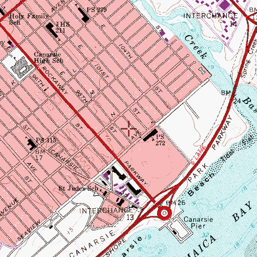 Topographic Map of Cortelyou Road Church of God, NY