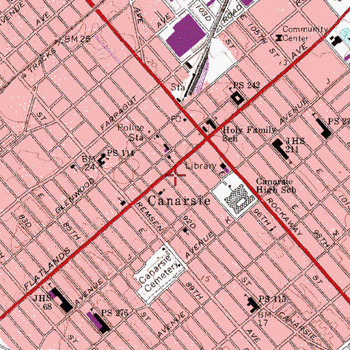 Topographic Map of Sephardic Jewish Center of Canarsie, NY