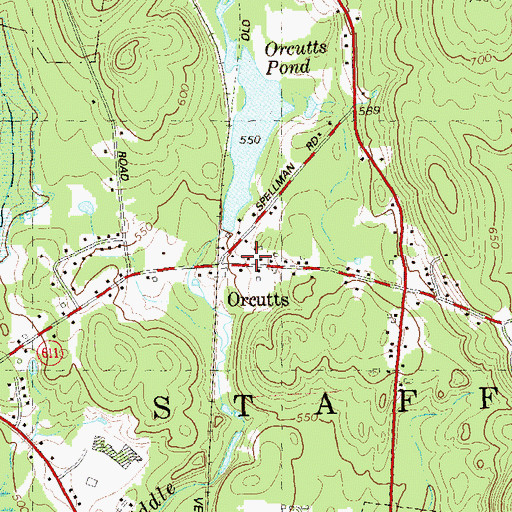 Topographic Map of Orcutts, CT