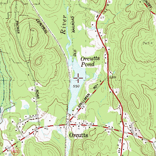 Topographic Map of Orcutts Pond, CT