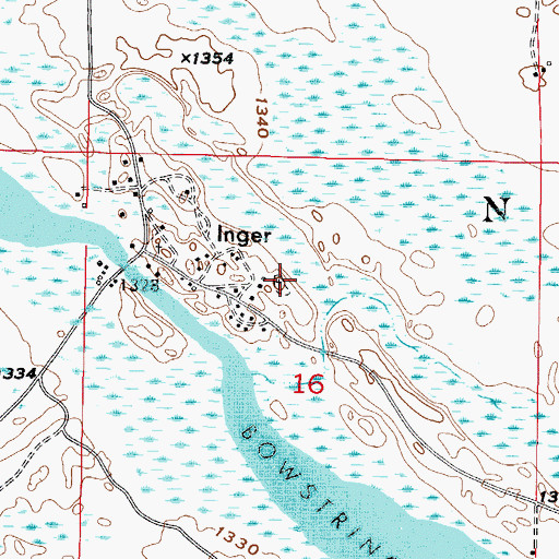 Topographic Map of Inger Cemetery, MN