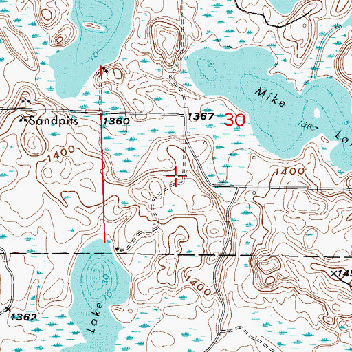 Topographic Map of Stakes Cemetery, MN