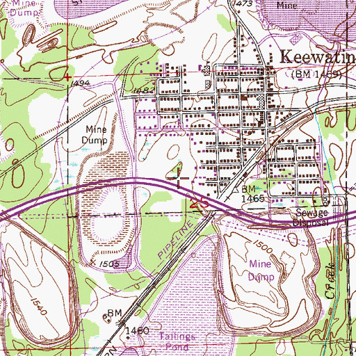 Topographic Map of Keewatin Cemetery, MN