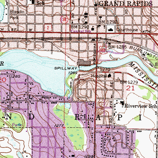 Topographic Map of Blandin Private Cemetery, MN