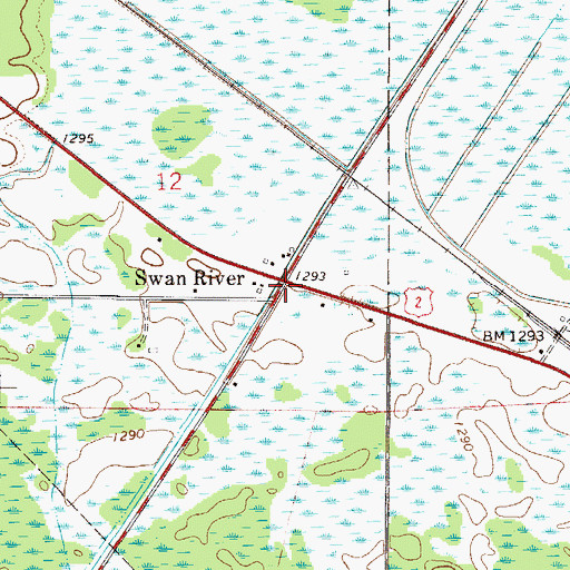 Topographic Map of Swan River Post Office, MN