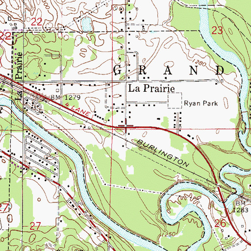 Topographic Map of La Prairie (historical), MN