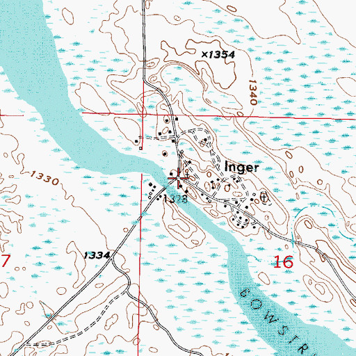 Topographic Map of Inger Post Office (historical), MN