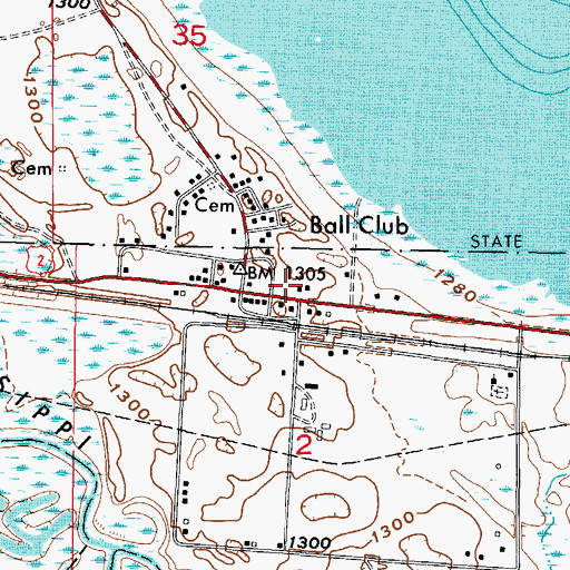 Topographic Map of Ball Club (historical), MN