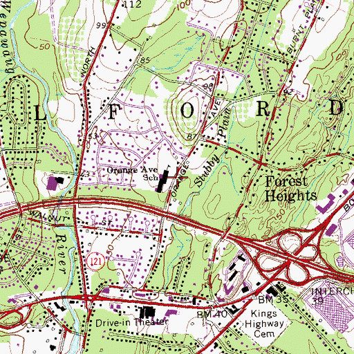 Topographic Map of Osauge Avenue School, CT