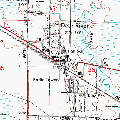 Topographic Map of Deer River Bible Church, MN