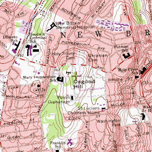Topographic Map of Osgood Hill, CT