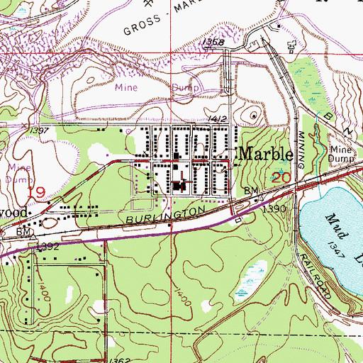 Topographic Map of Marble Elementary School, MN