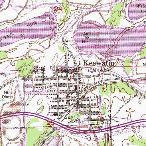 Topographic Map of Keewatin Public Library, MN