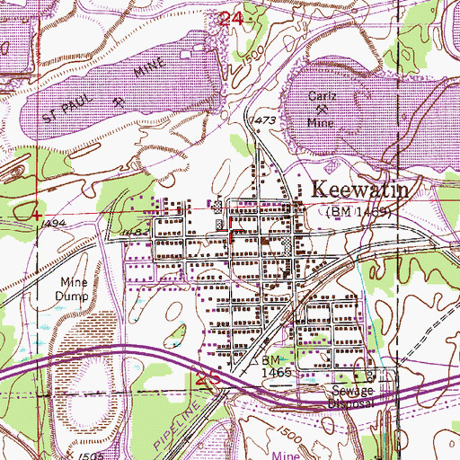 Topographic Map of Keewatin Fire Department, MN