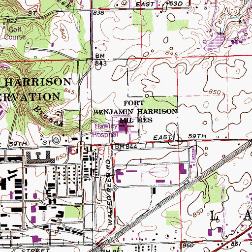 Topographic Map of Hawley Hospital, IN