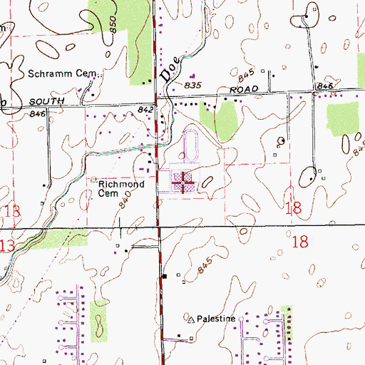 Topographic Map of Doe Creek Middle School, IN