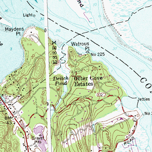 Topographic Map of Otter Cove Estates, CT
