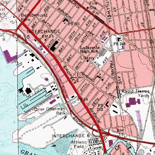 Topographic Map of Shore Parkway Jewish Center, NY