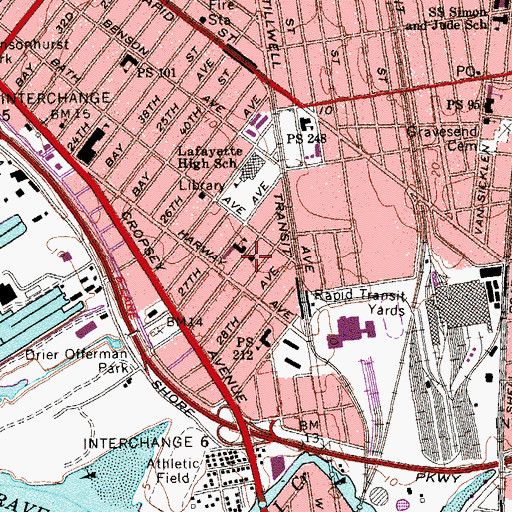 Topographic Map of Roman Catholic Church of the Precious Blood, NY