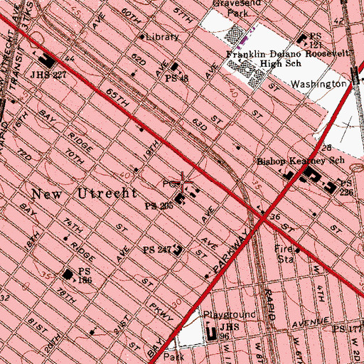 Topographic Map of Parkville Station Brooklyn Post Office, NY