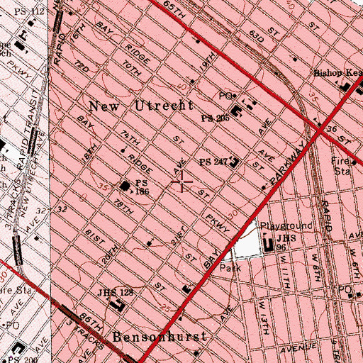 Topographic Map of Roman Catholic Church of Saint Domenick, NY