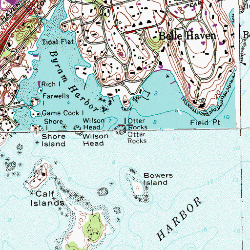 Topographic Map of Otter Rocks, CT