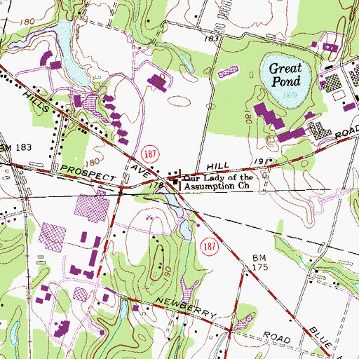Topographic Map of Our Lady of the Assumption Church, CT