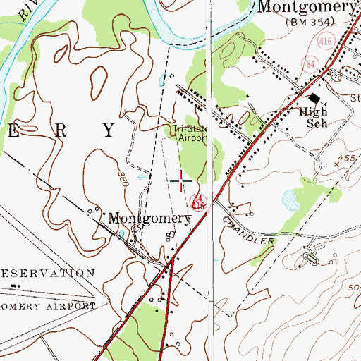 Topographic Map of Tri-State Airport (historical), NY